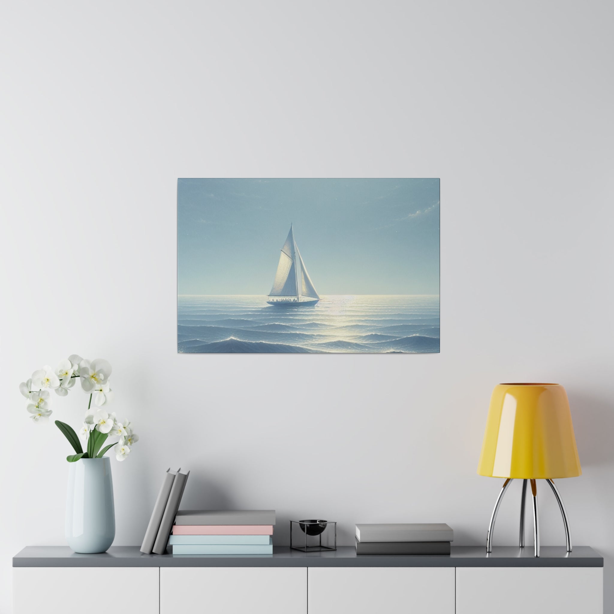 Serene Voyage Sailboat Painting Canvas