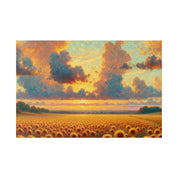 Country Sunflower Field Floral Wall Art Sunflower Painting Canvas