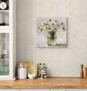 Daisies in Jar Rustic Canvas