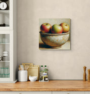 Three Apples in Rustic Bowl Canvas