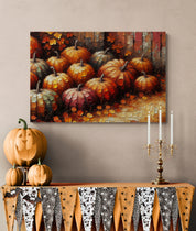 Pumpkins by the Red Barn Canvas