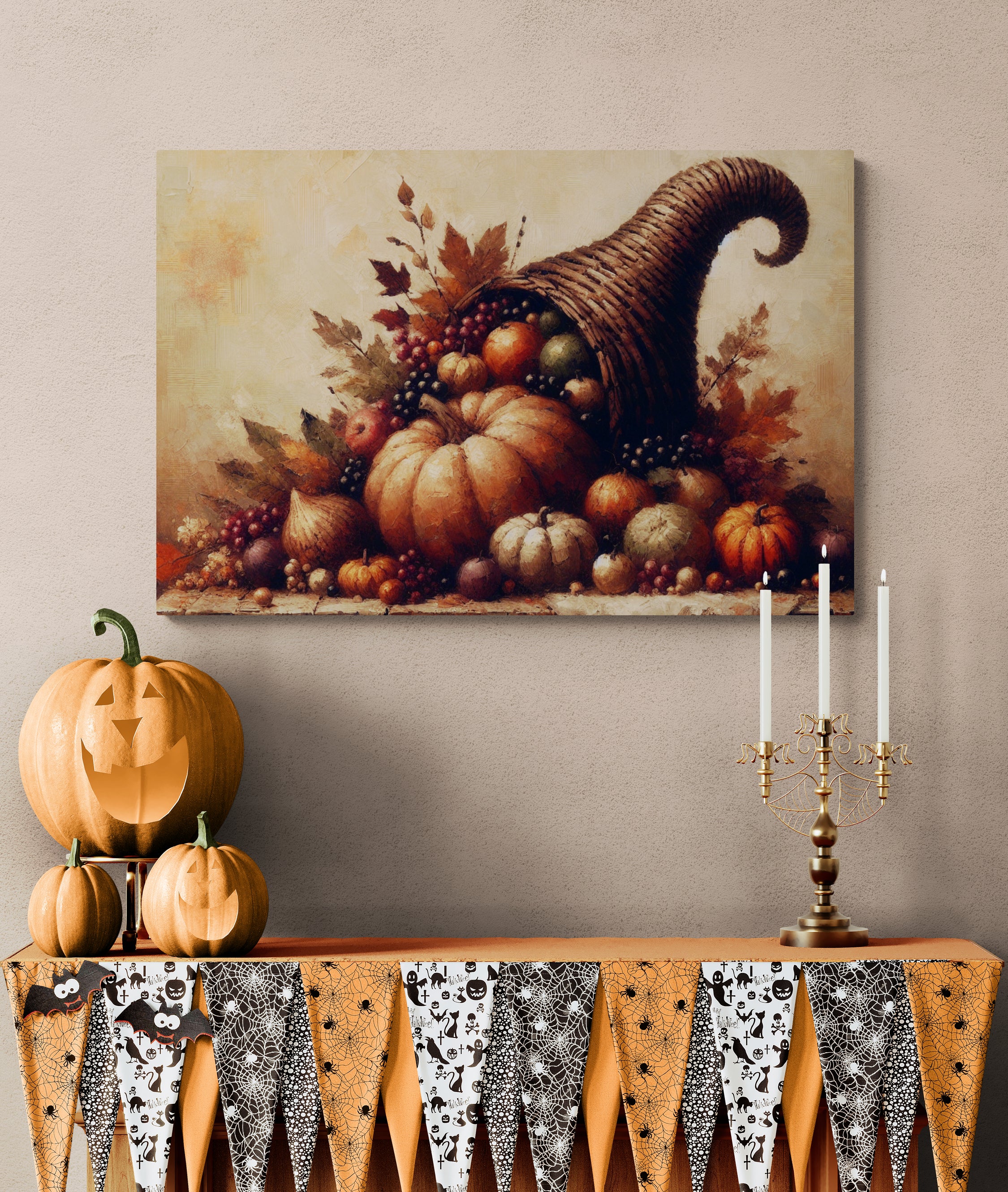 Autumn Harvest Cornucopia Canvas