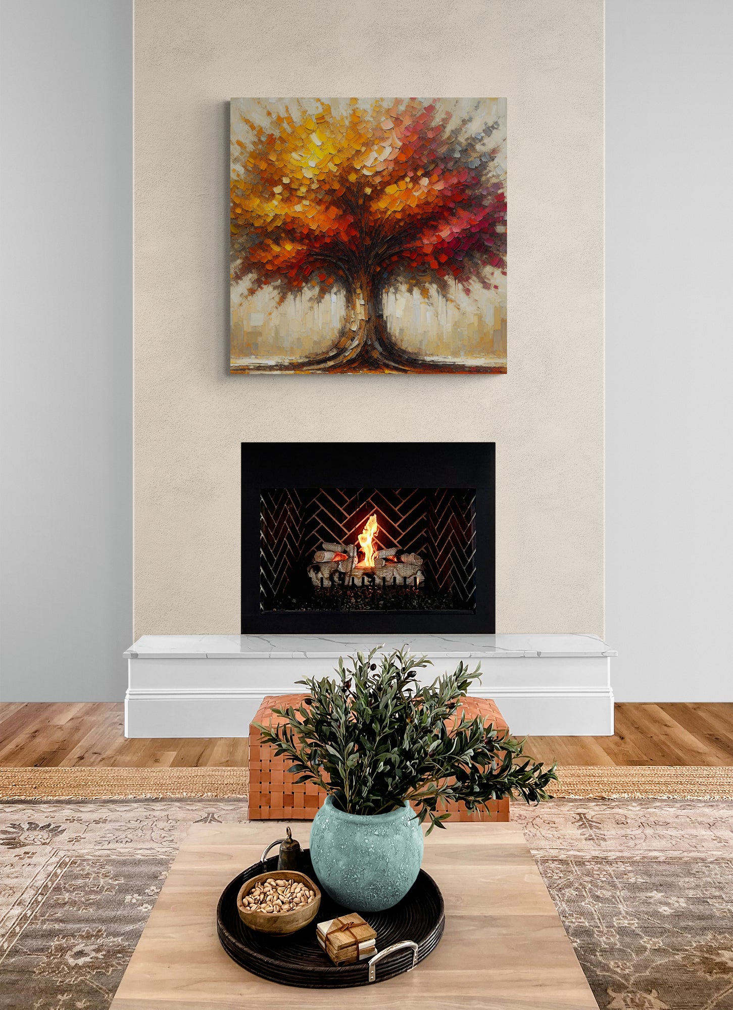 Autumn Oak Abstract Canvas