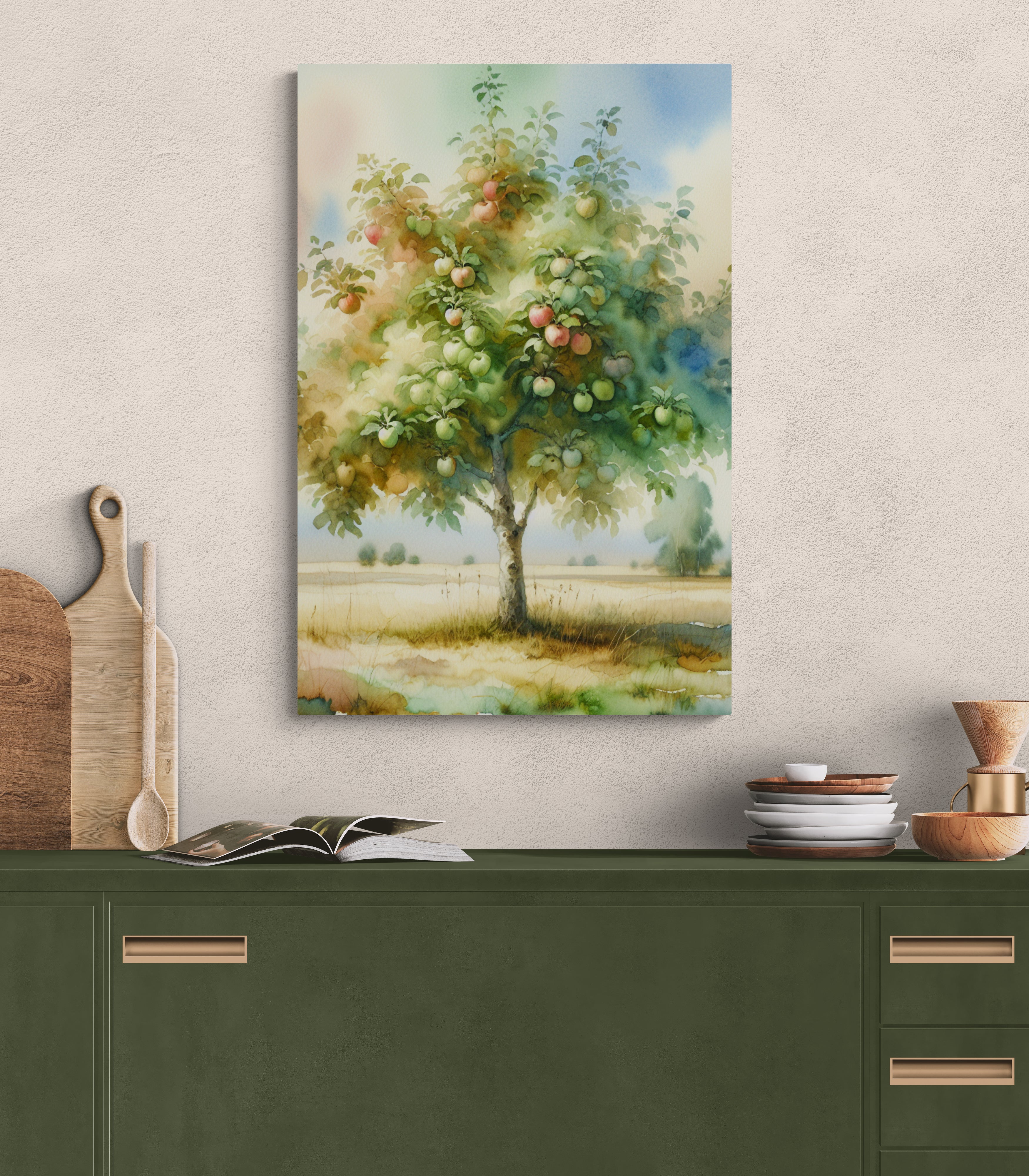 Solitary Apple Tree Pastoral Canvas