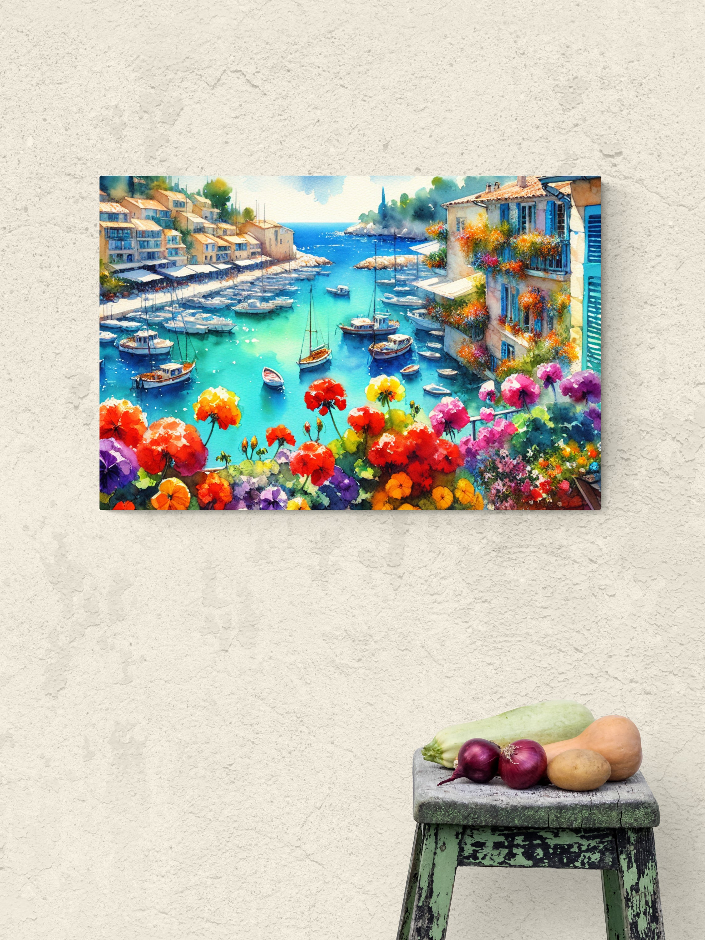 Mediterranean Harbor Life Canvas