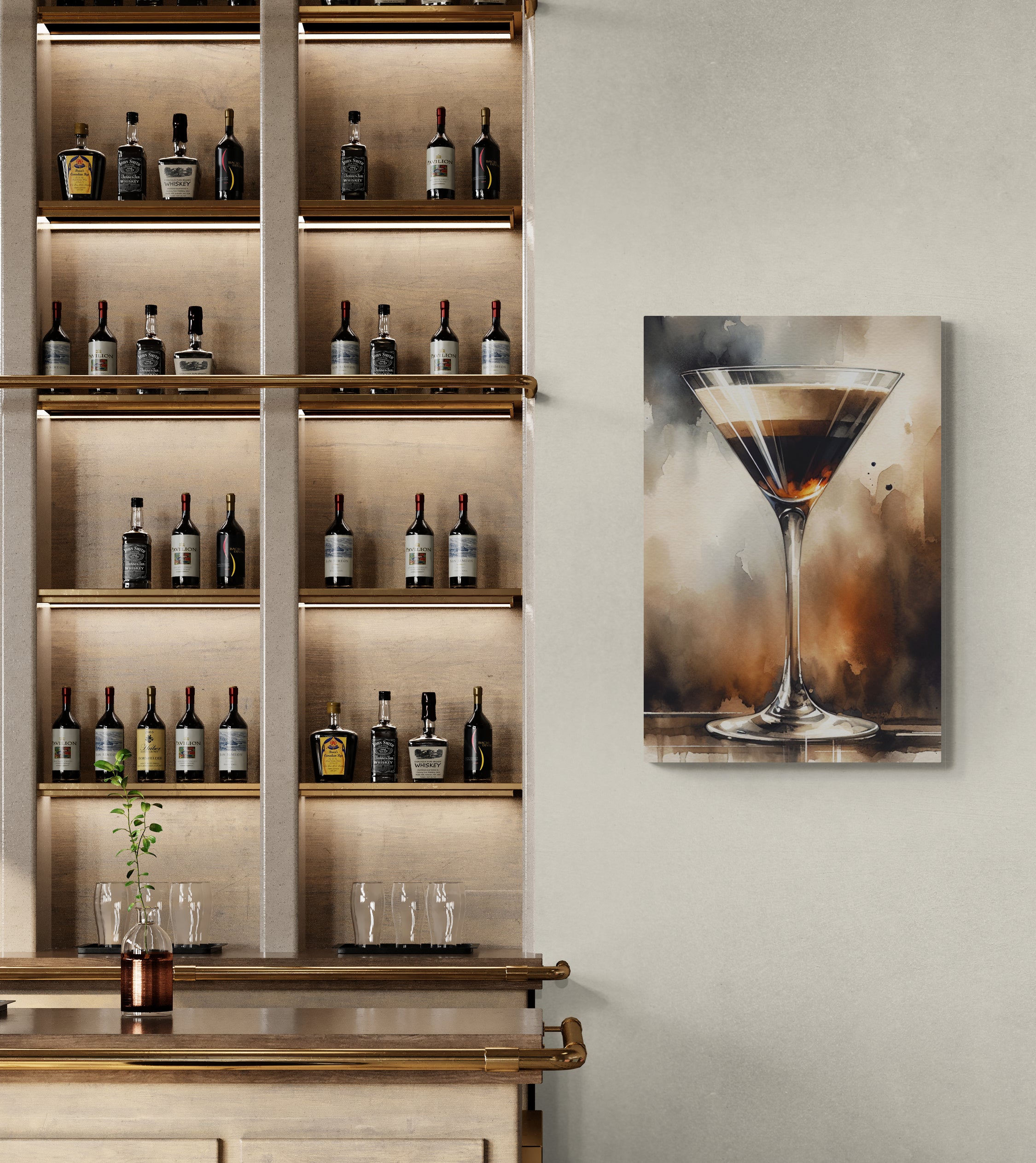 Espresso Martini Cocktail Abstract Canvas