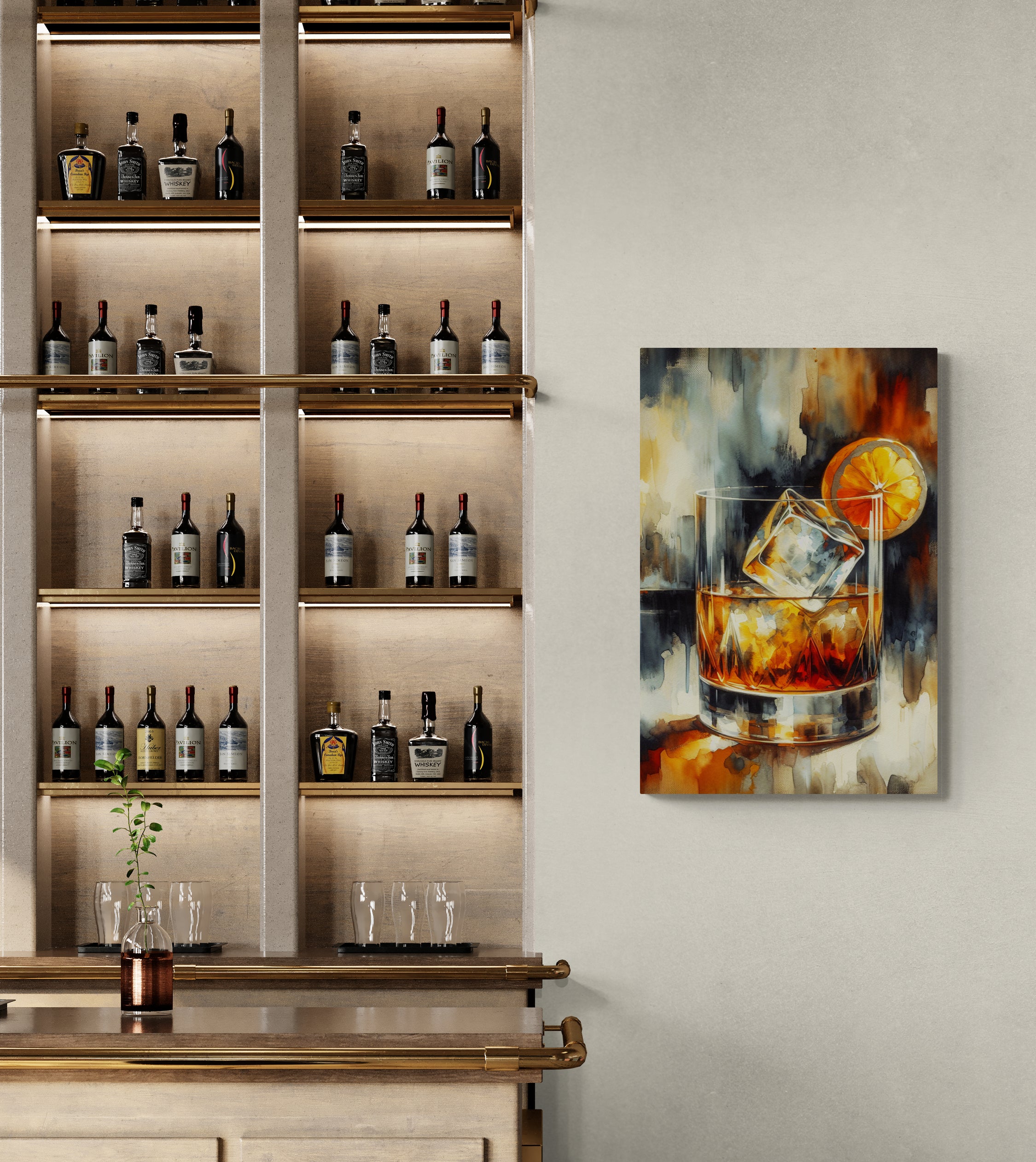 Old Fashioned Cocktail Abstract Canvas