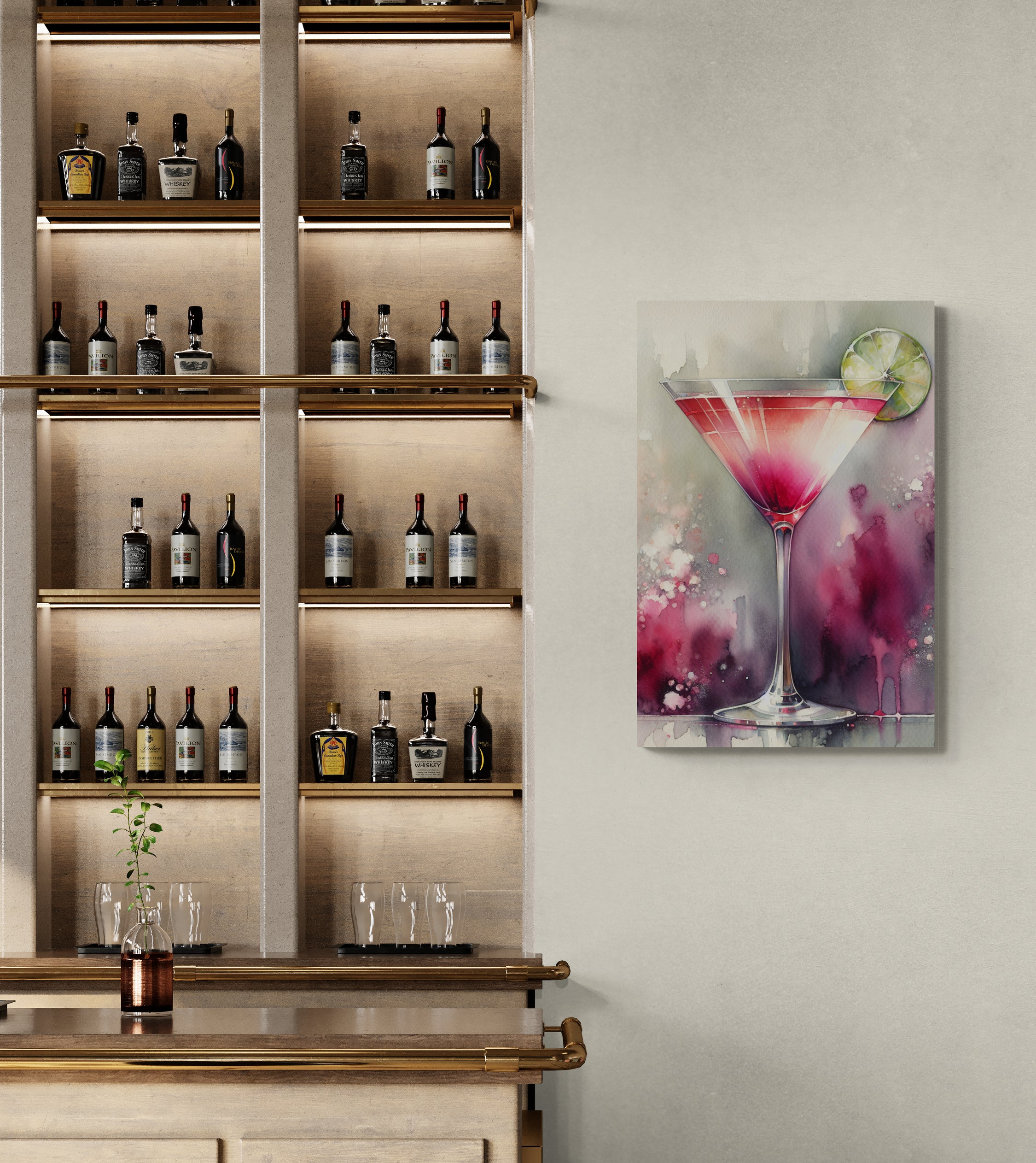 Cosmopolitan Cocktail Abstract Canvas