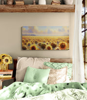 Golden Sunflower Field On Canvas