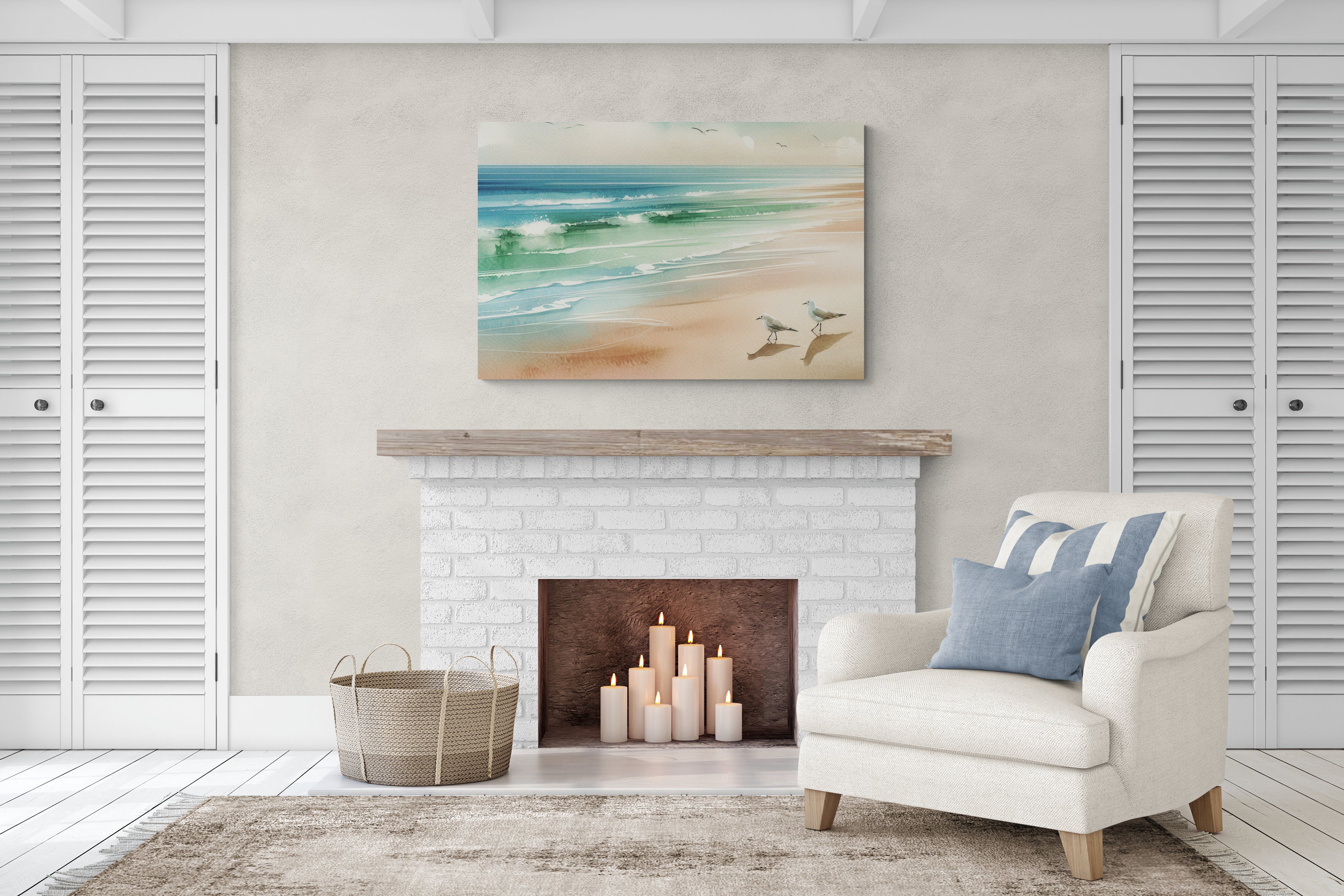 Seagulls by the Shoreline Canvas