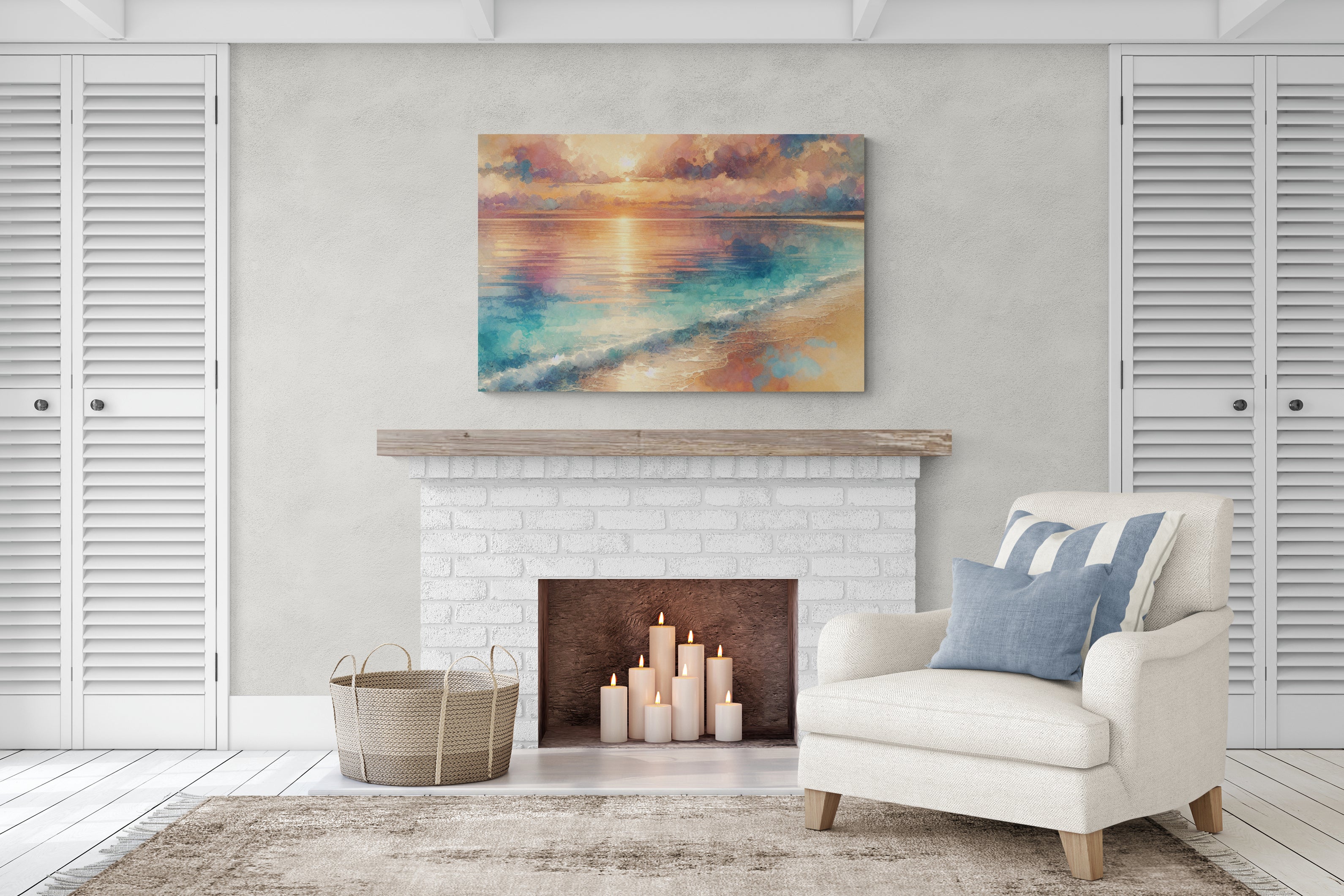 Tranquil Beach Pastel Canvas