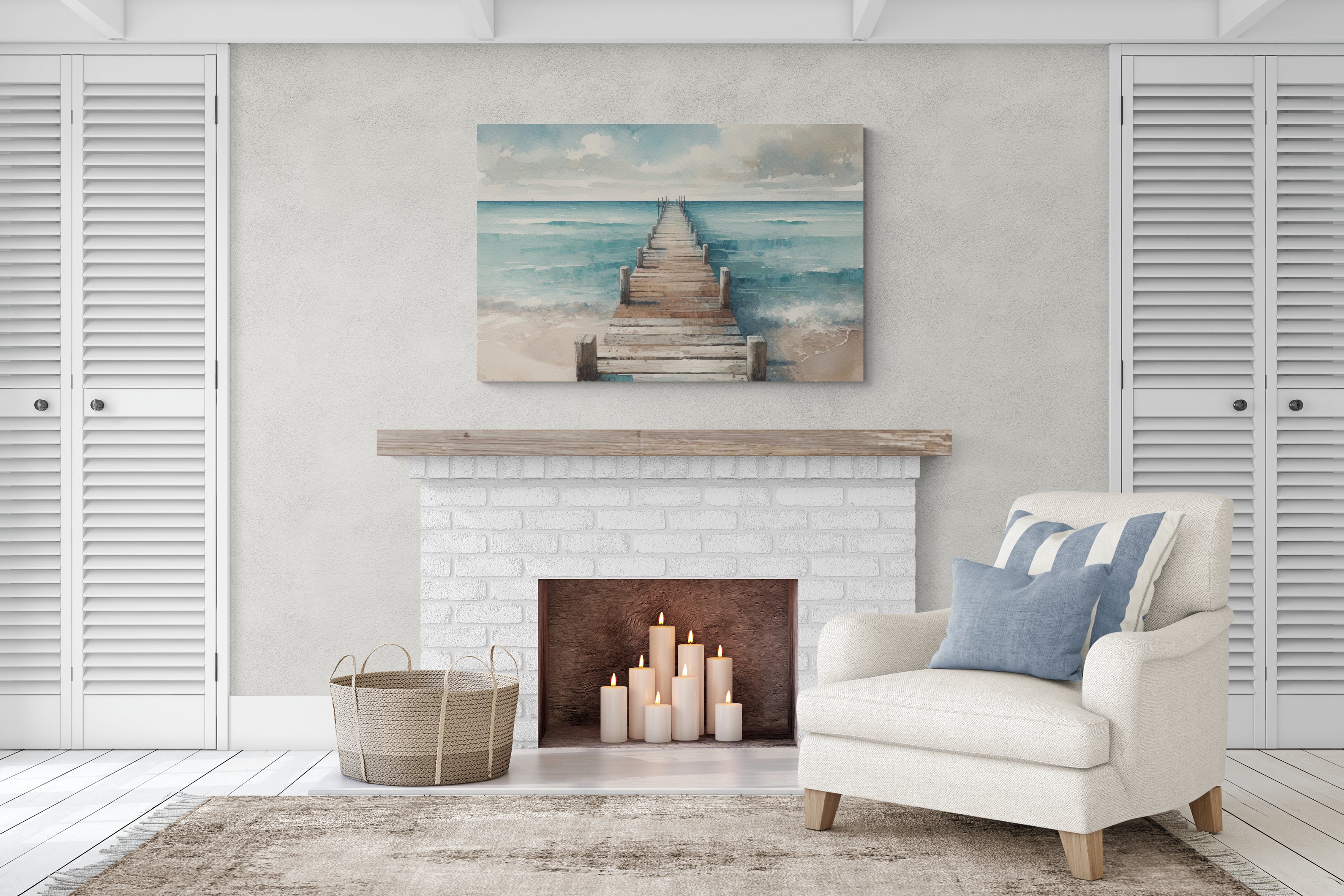 Weathered Dock at Sea Canvas
