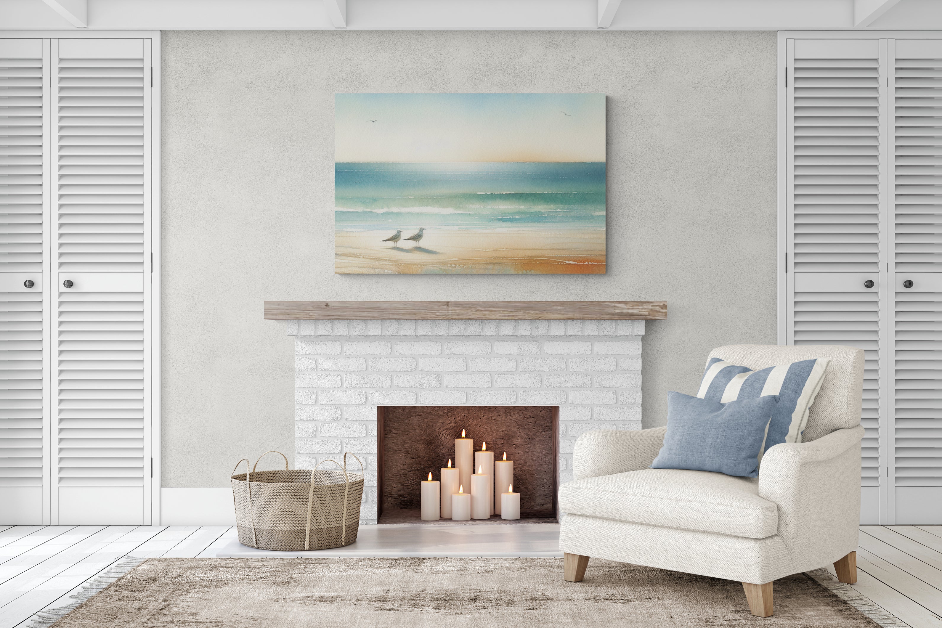 Two Seagulls by the Shore Canvas