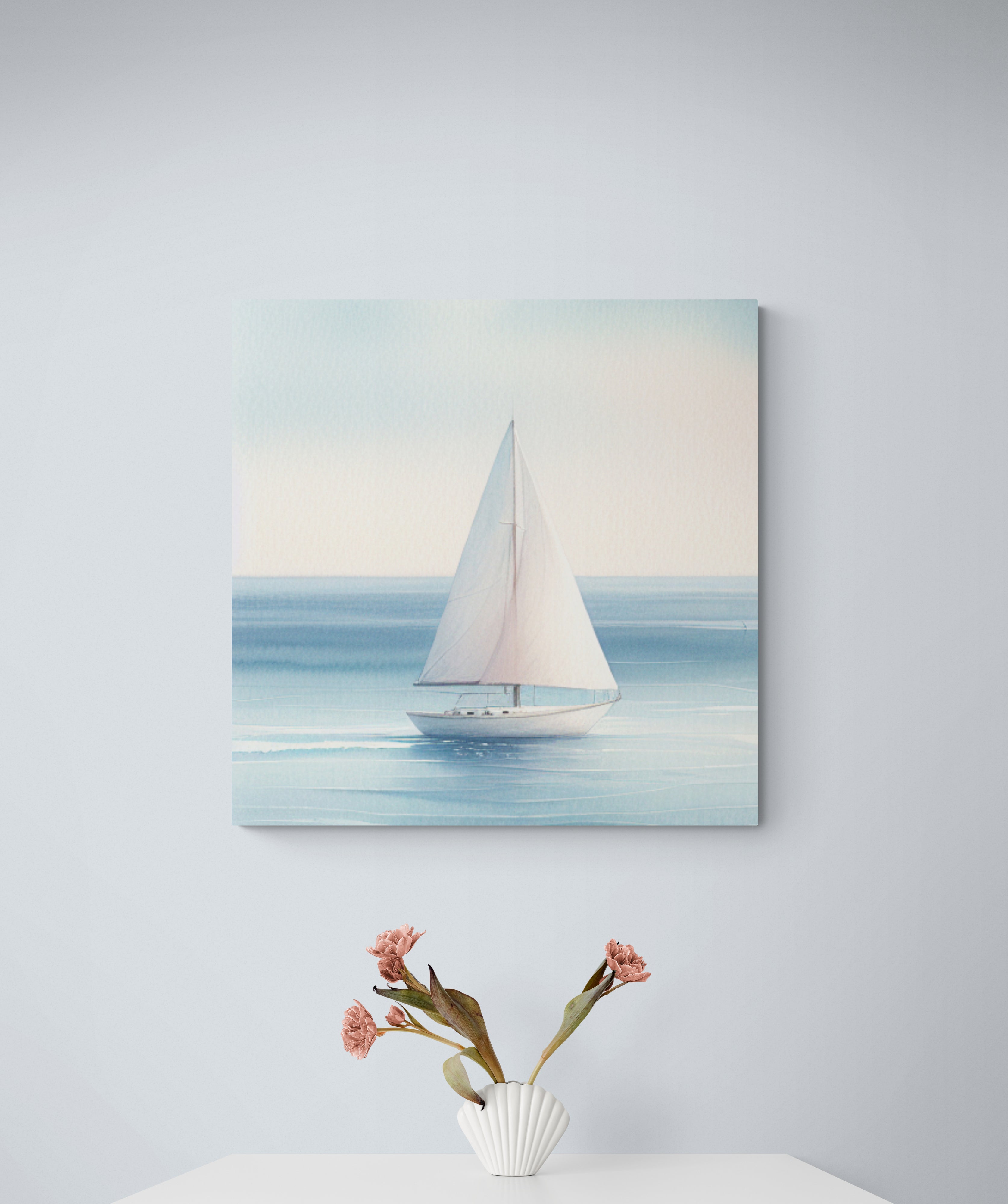Sailboat in Blue Waters Canvas