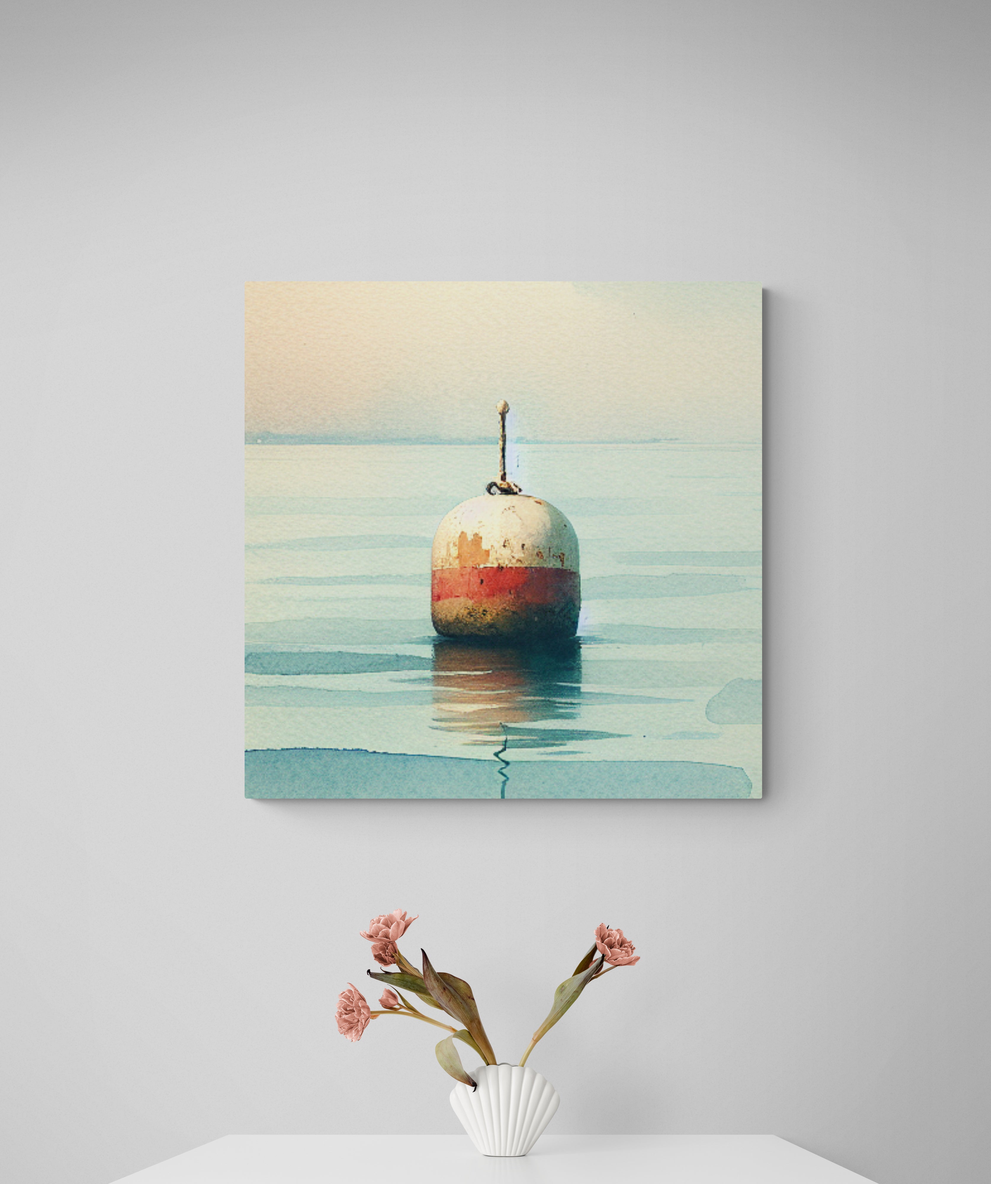 Solitary Buoy Watercolor Canvas