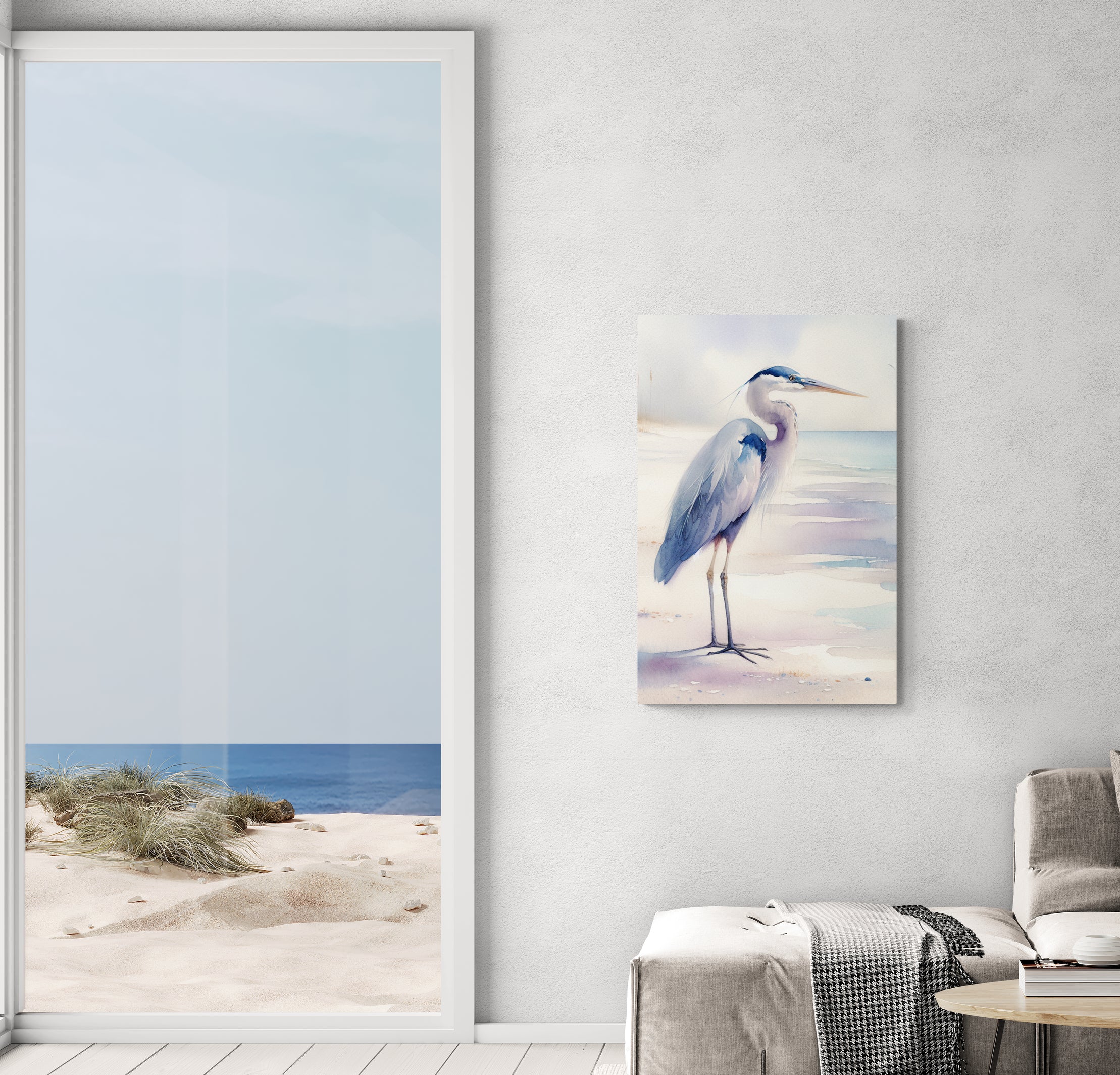 Blue Heron by the Shore Canvas