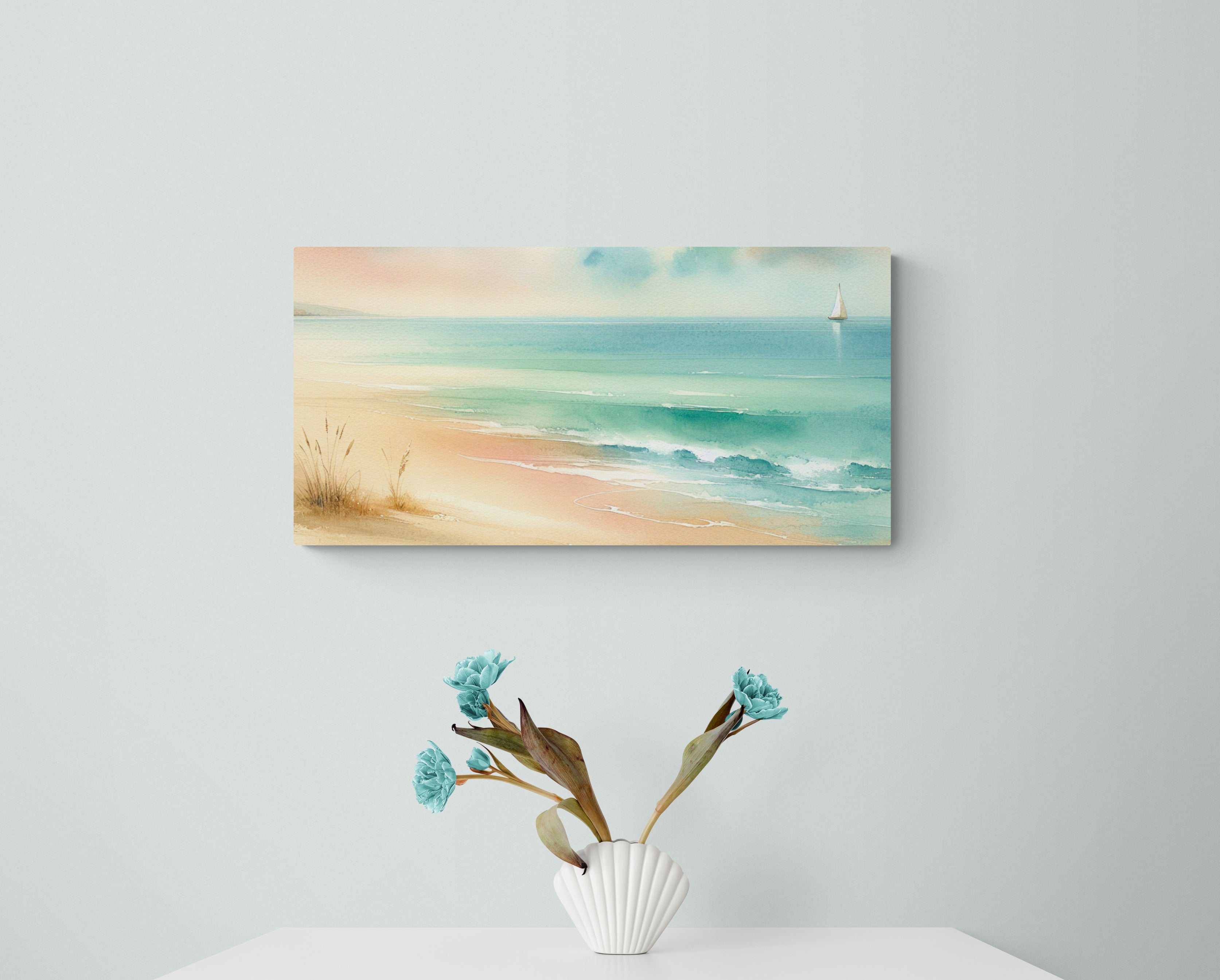 Coastal Harmony Beach Horizon Canvas