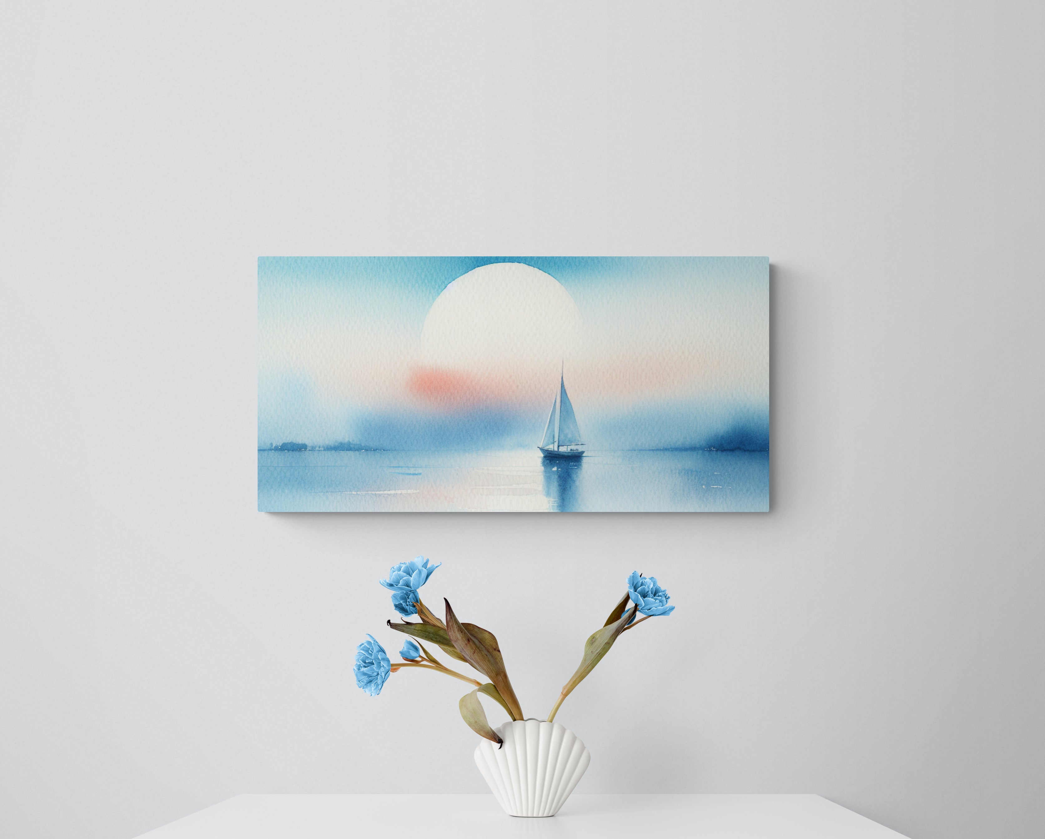 Moonset Over the Sea Canvas