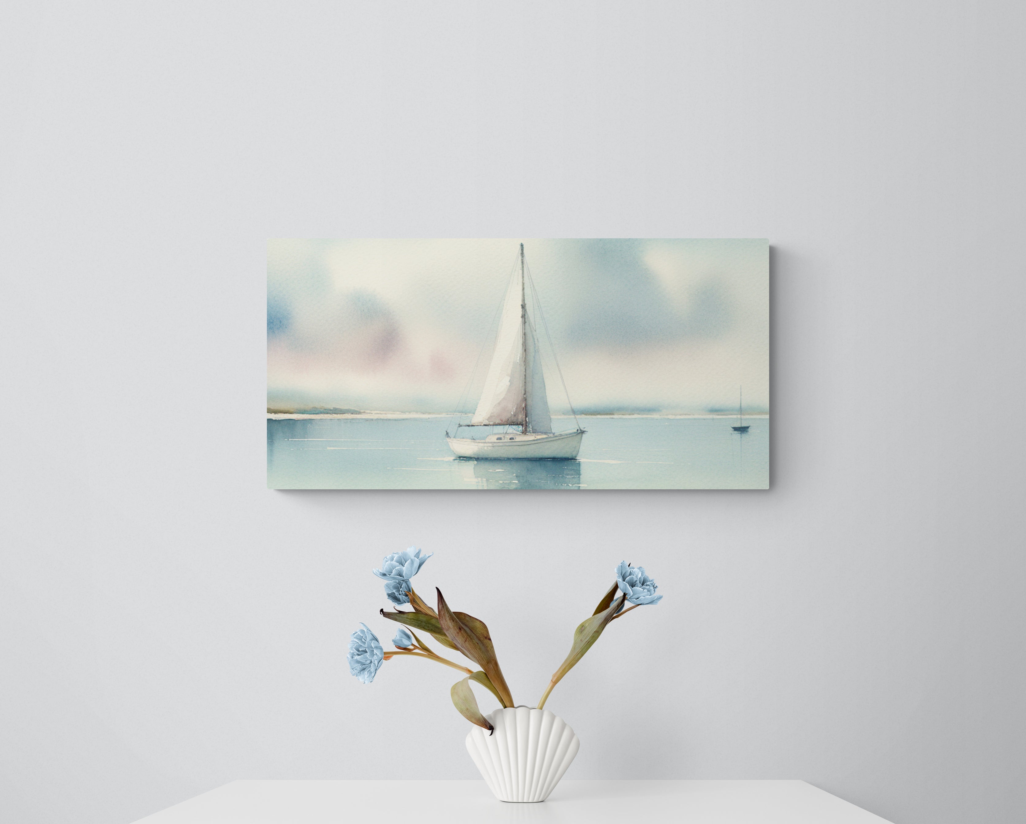 Bay Coastal Sailboat Canvas