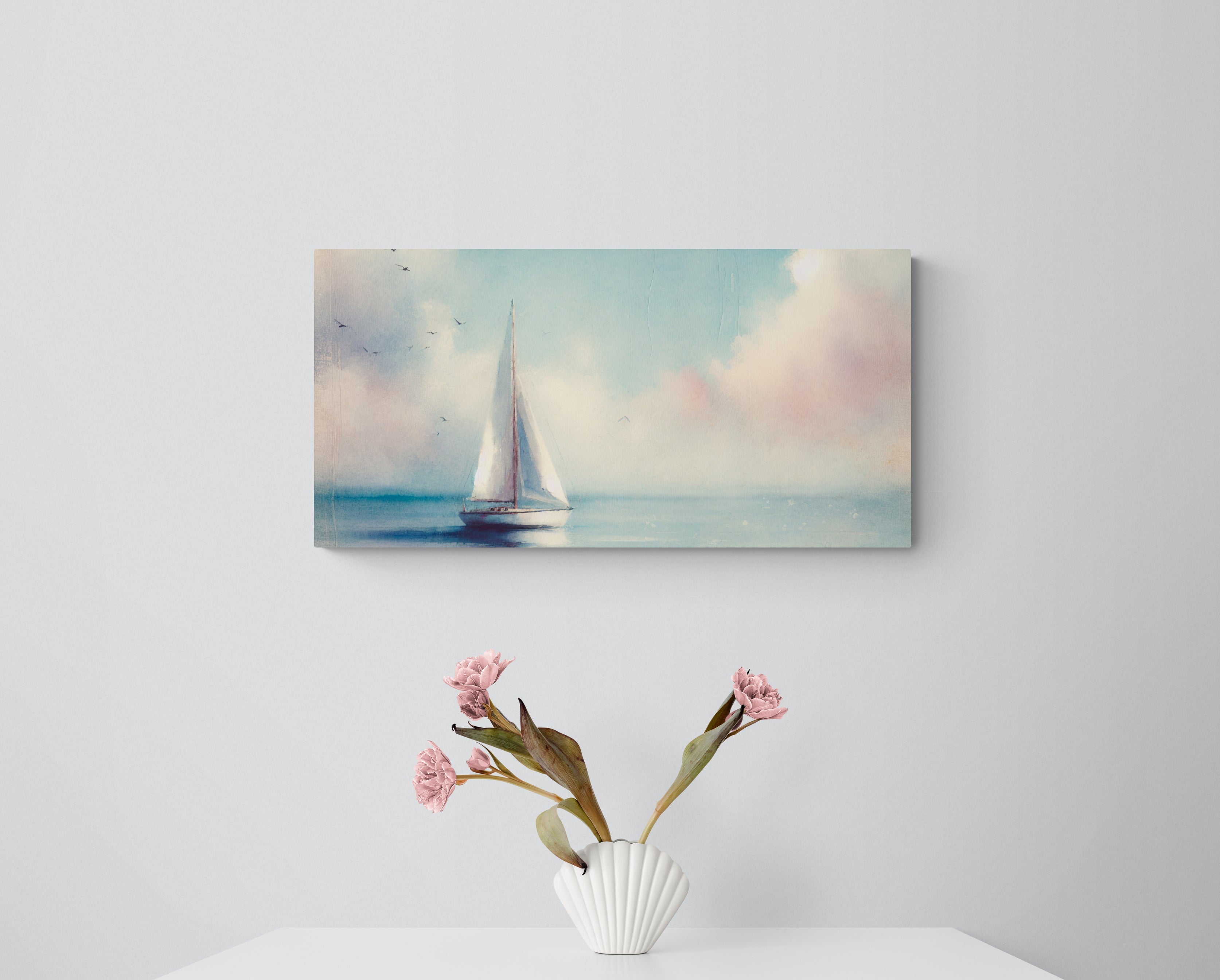 Pastel Mist Sailboat Canvas