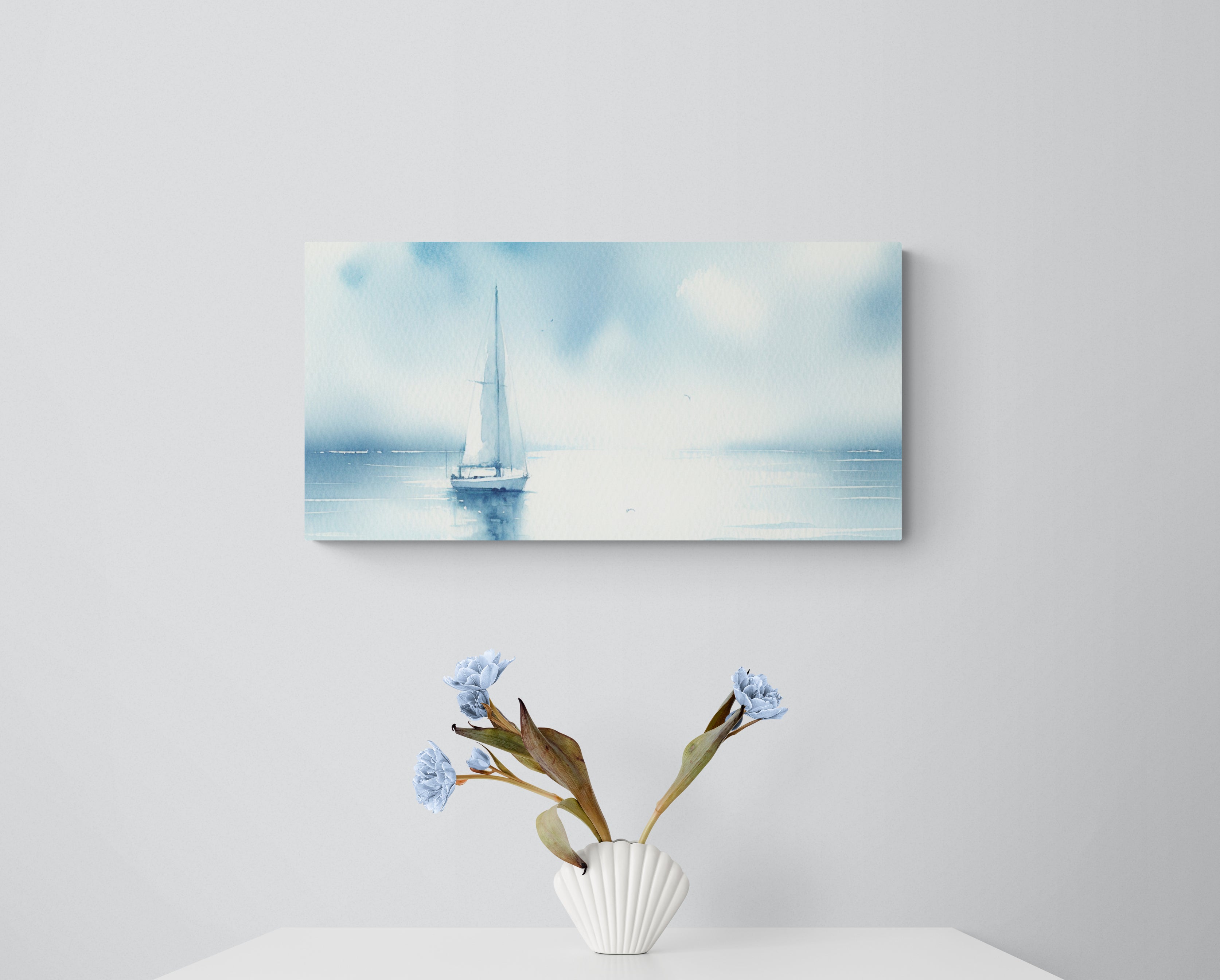 Sailboat in Misty Bay Canvas