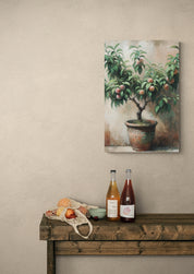 Potted Peach Tree Rustic Canvas