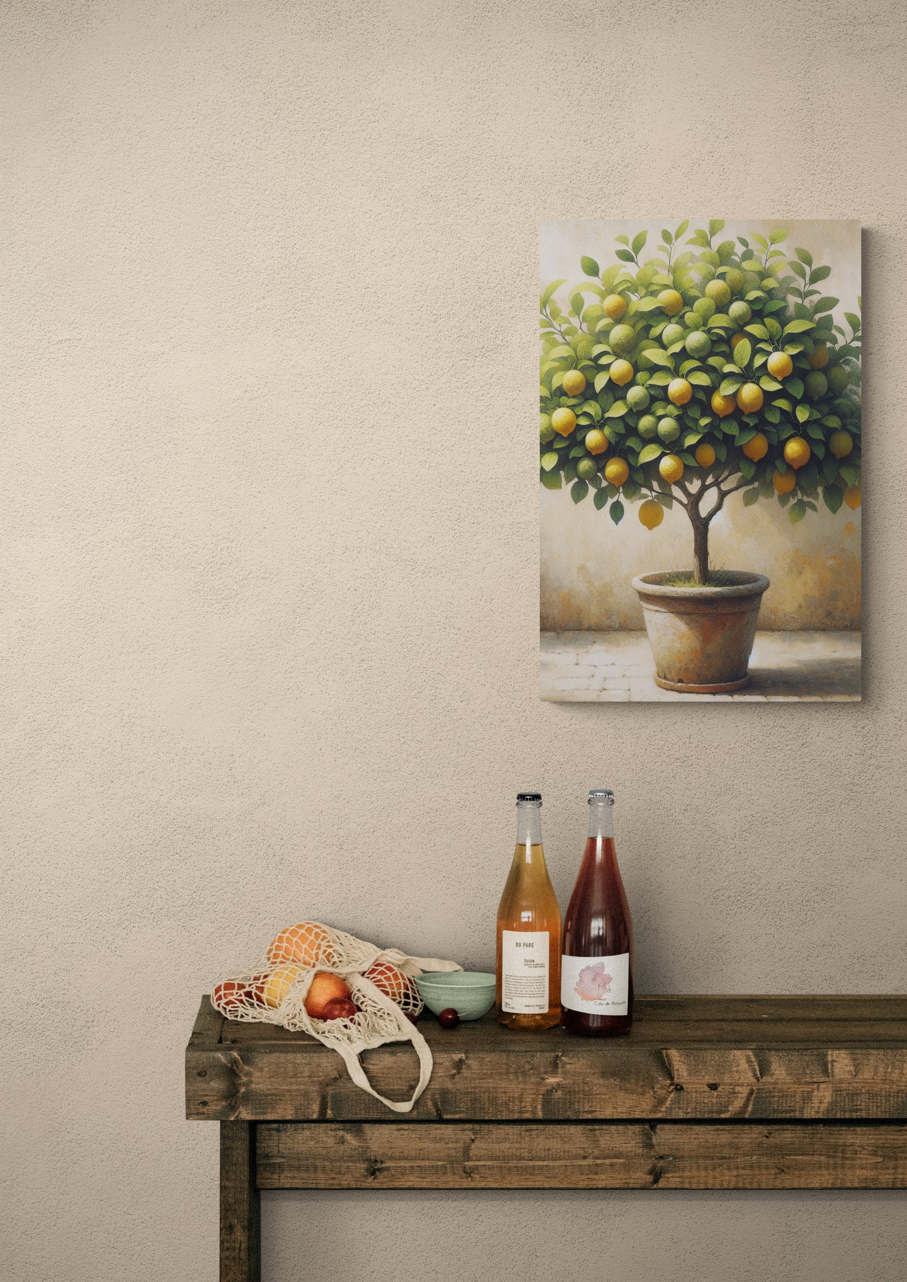 Potted Lemon Tree Rustic Canvas