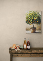 Potted Lemon Tree Rustic Canvas