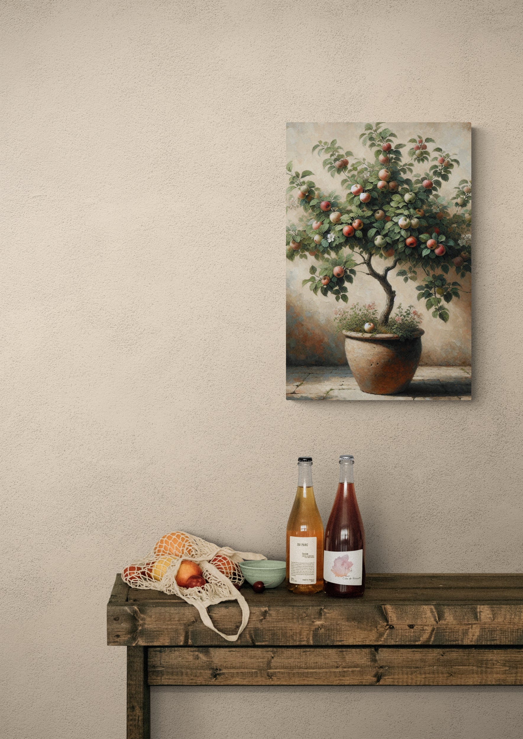 Potted Apple Tree Rustic Canvas