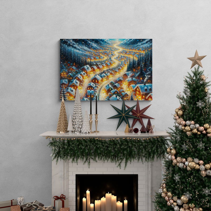 Christmas Eve Village Canvas