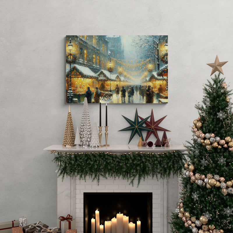 Christmas Market Street Canvas