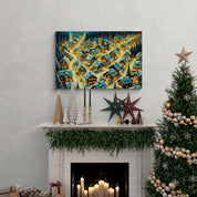 Snowy Aerial Village Christmas Canvas