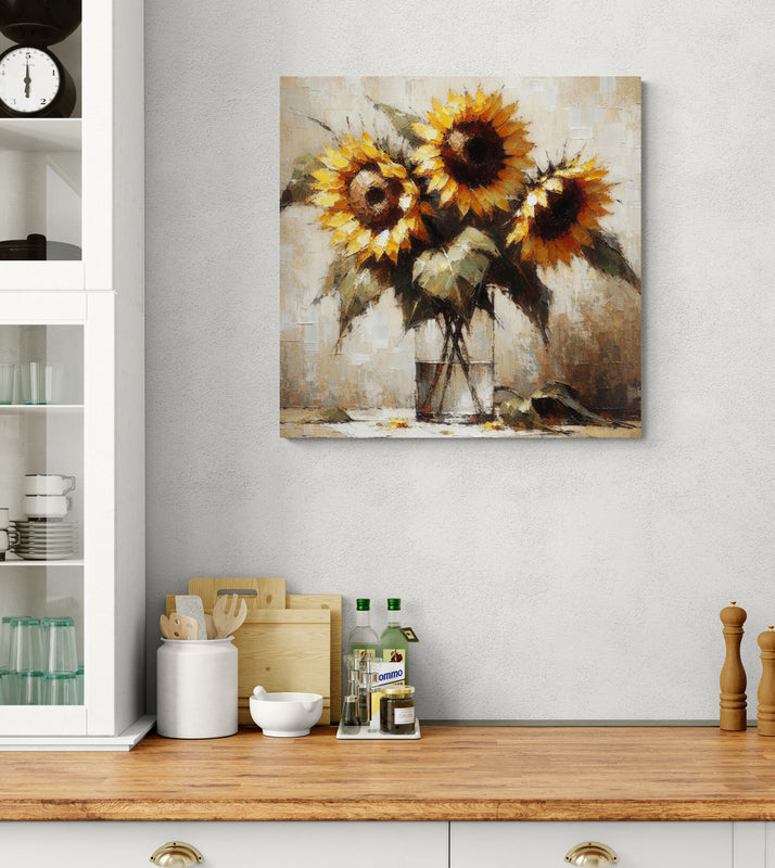 Sunflowers in Glass Vase Canvas