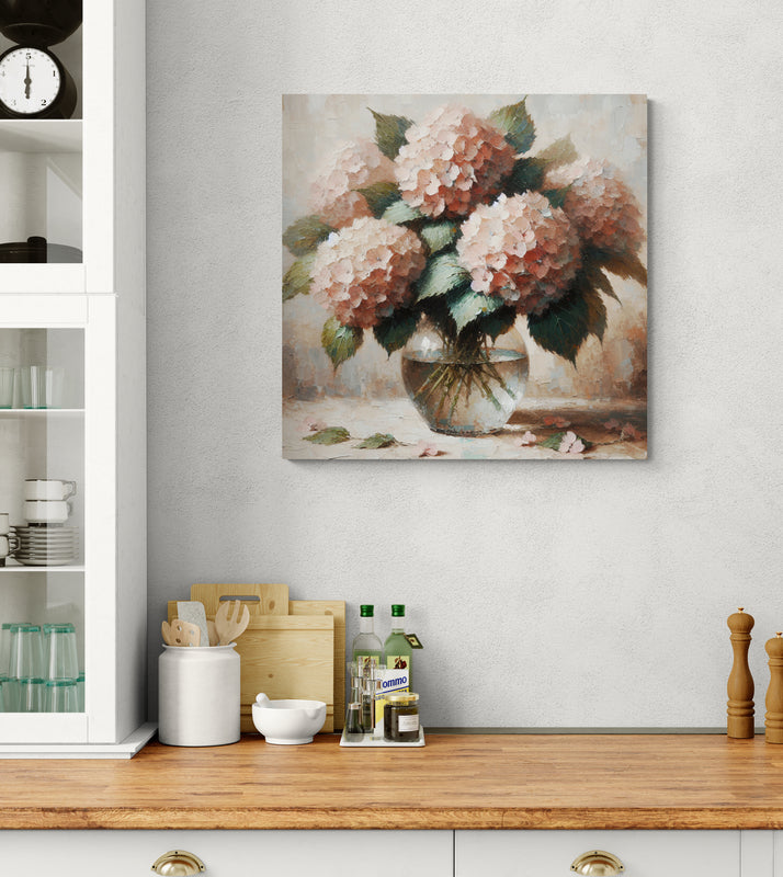 Rustic Pink Hydrangeas Canvas