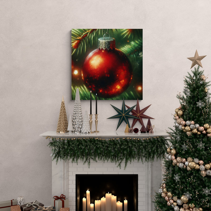 Red Christmas Ornament Canvas
