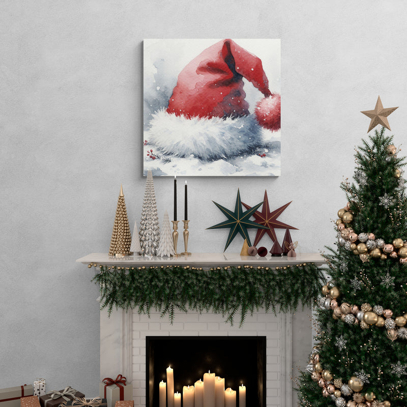 Santa Hat in Snowfall Canvas