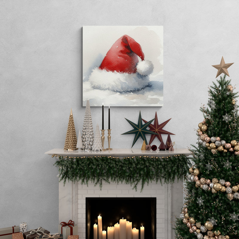 Santa Hat in Snow Canvas