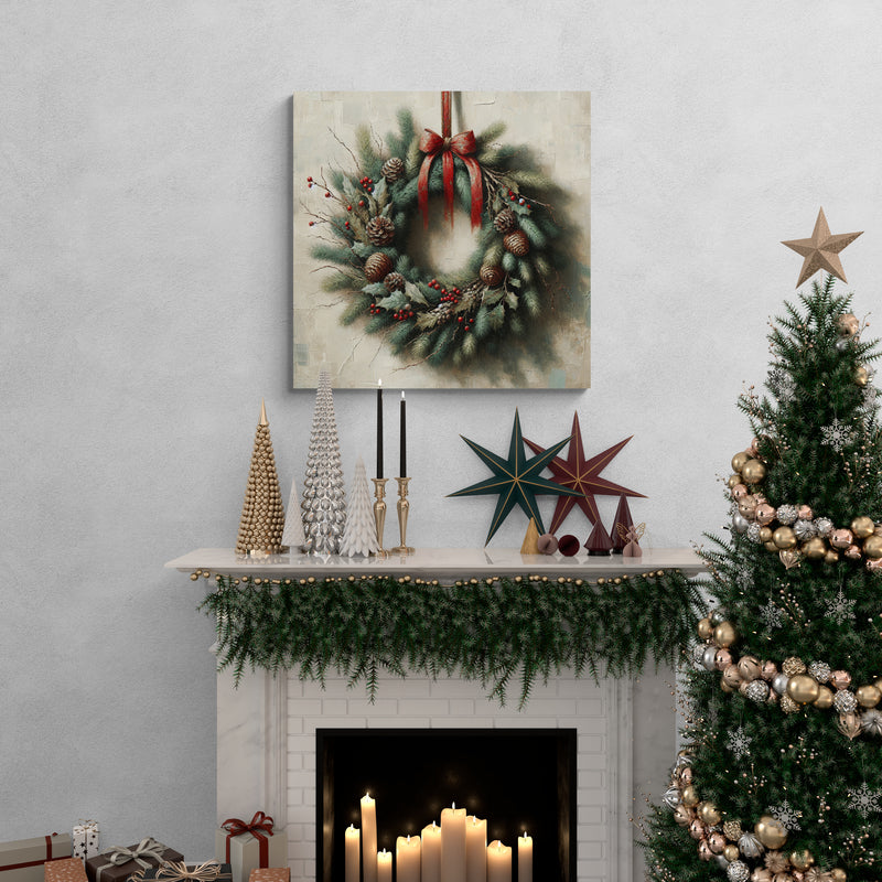 Classic Christmas Wreath Canvas