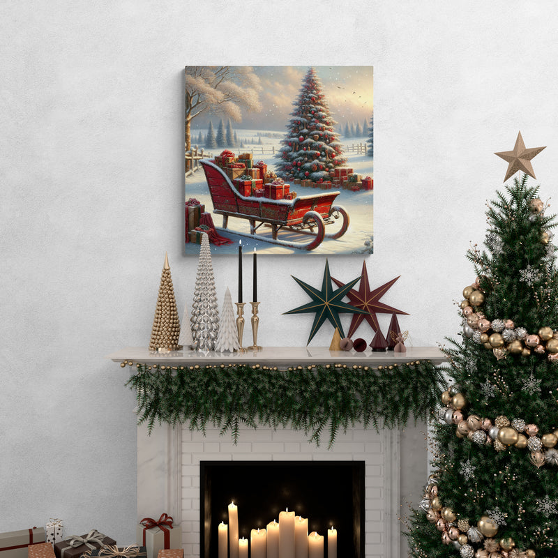 Vintage Christmas Sleigh Canvas
