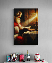 Santa Reading by Candlelight Canvas