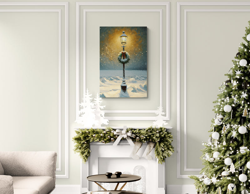 Winter Night Christmas Lamp Canvas