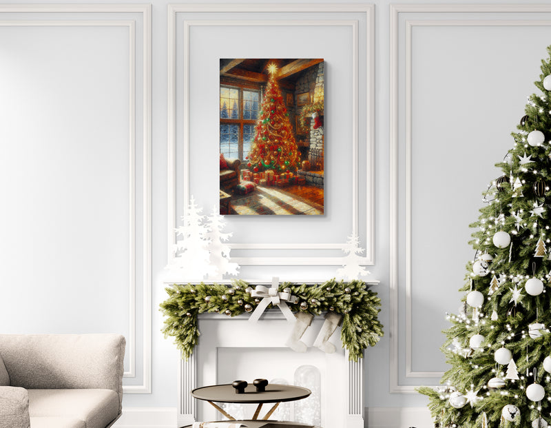 Cozy Christmas Living Room Canvas