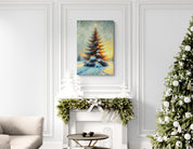 Glowing Christmas Tree at Night Canvas