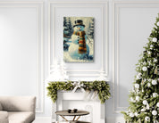Snowman in Winter Field Canvas