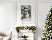Rustic Snowman in Winter Field Canvas