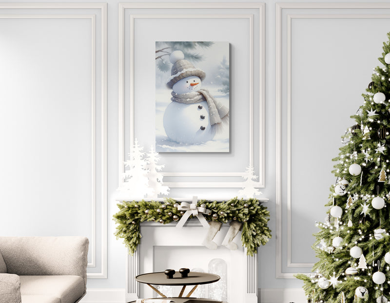 Scarfed Snowman Canvas