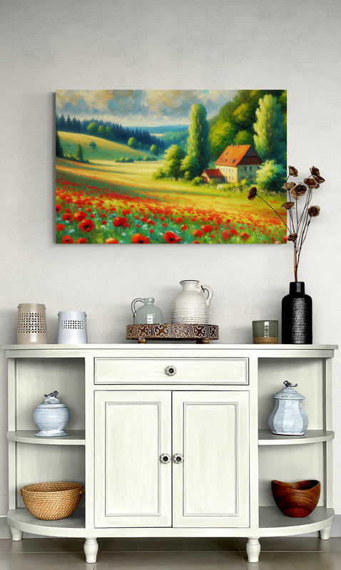 German Poppy Field Canvas