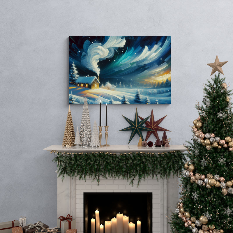 Christmas Cabin in the Snow Canvas