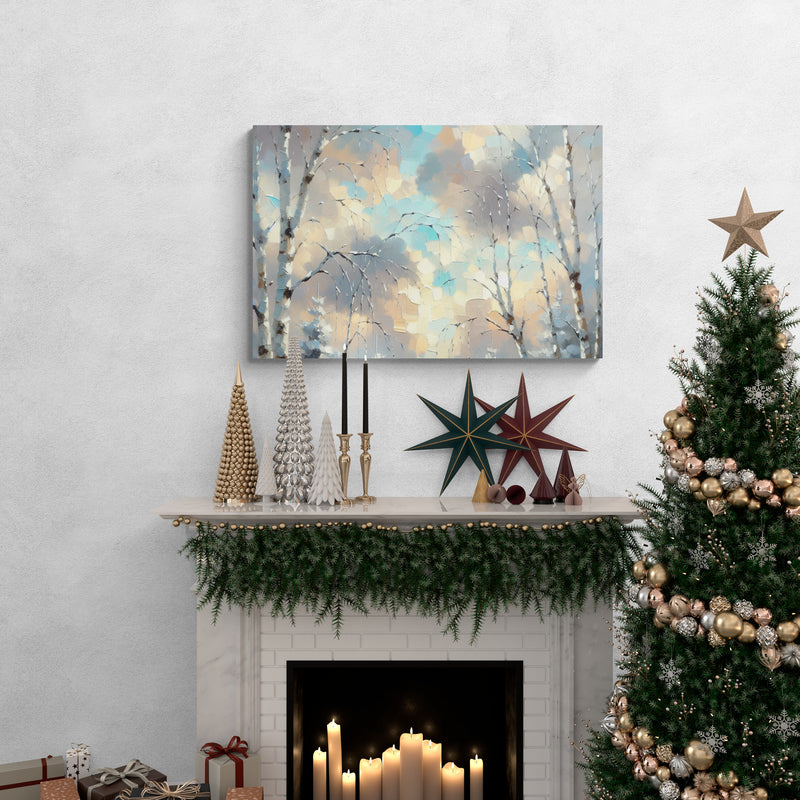 Snowy Birch Branches Canvas