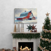 Red Barn in Snowfall Canvas